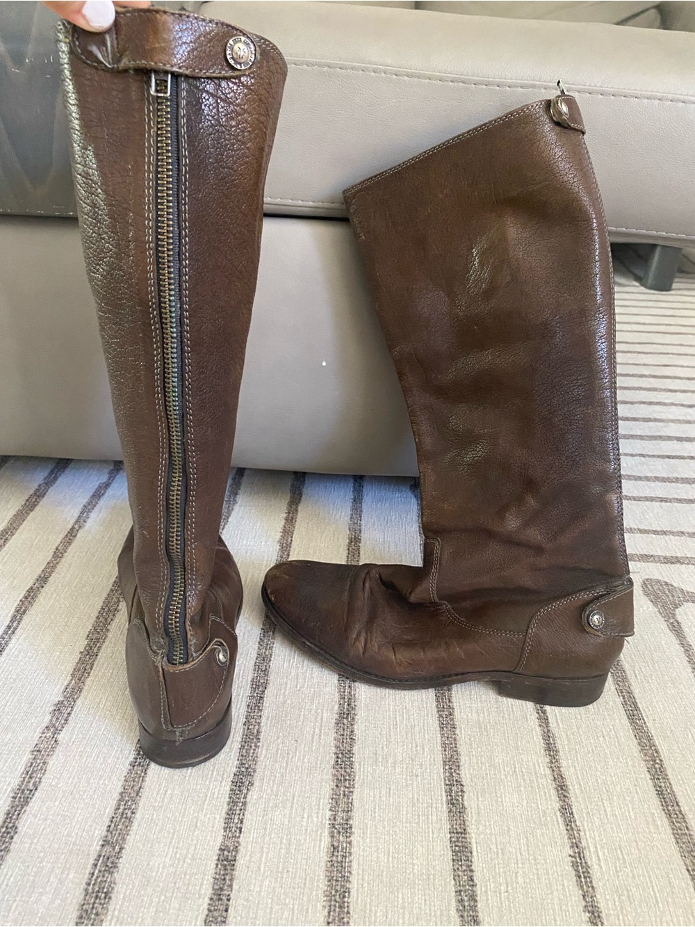 Frye Boots. Brown zip back Melissa boots. Size 8